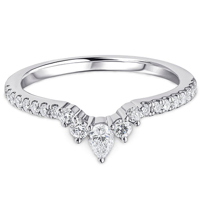 Pear &amp; Brilliant Cut Diamond Curved Wedding Band | 0.35ct