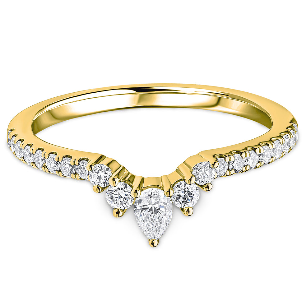 Pear &amp; Brilliant Cut Diamond Curved Wedding Band | 0.35ct