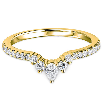Pear &amp; Brilliant Cut Diamond Curved Wedding Band | 0.35ct