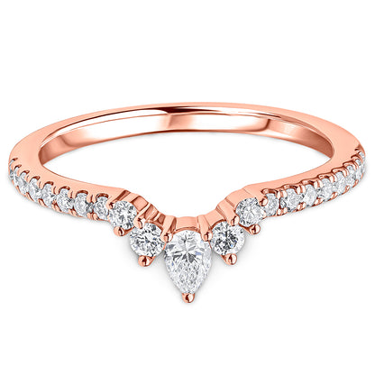 Pear &amp; Brilliant Cut Diamond Curved Wedding Band | 0.35ct