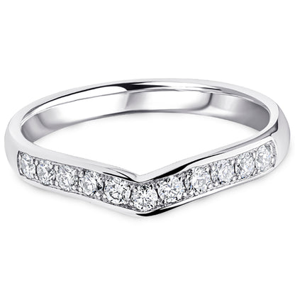 Grain Set Brilliant Cut Diamond Curved Wishbone Wedding Band | 0.30ct
