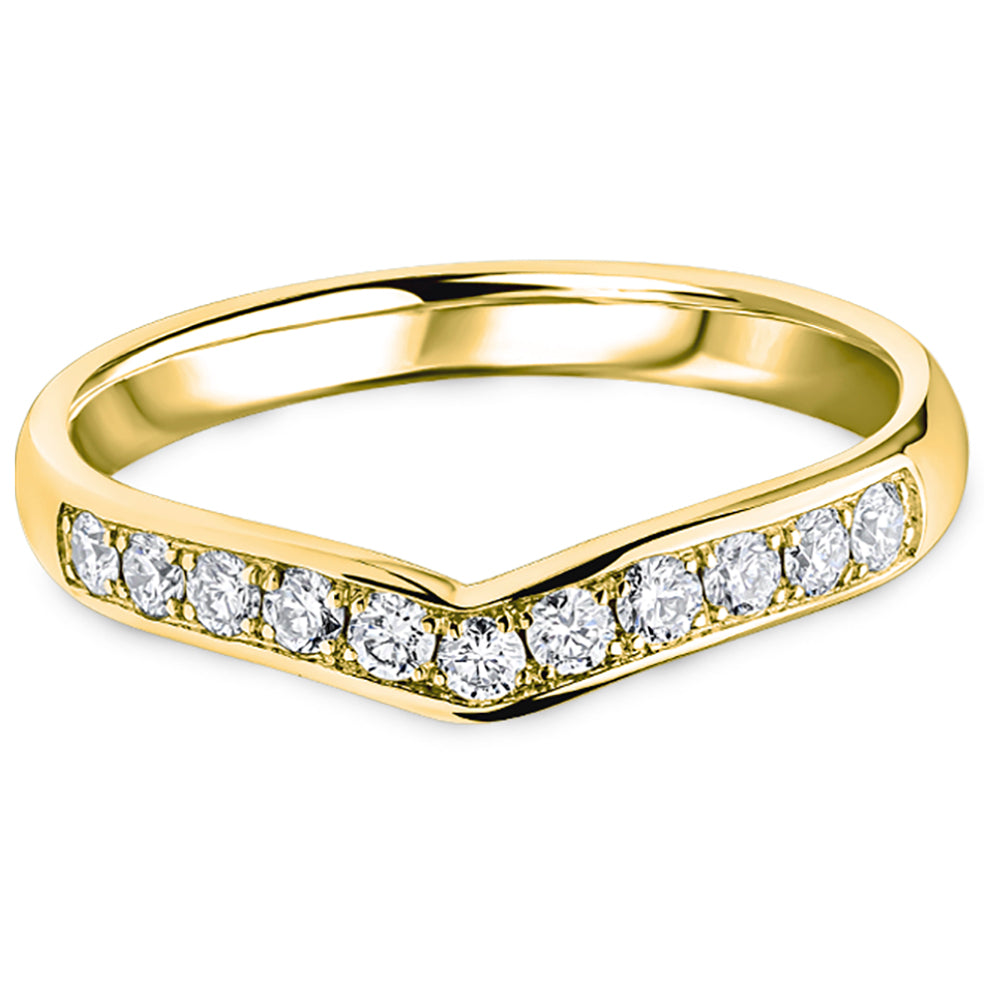 Grain Set Brilliant Cut Diamond Curved Wishbone Wedding Band | 0.30ct