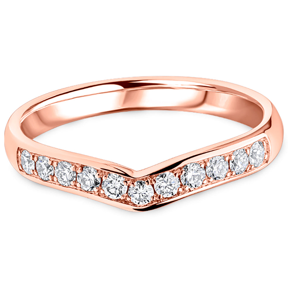 Grain Set Brilliant Cut Diamond Curved Wishbone Wedding Band | 0.30ct