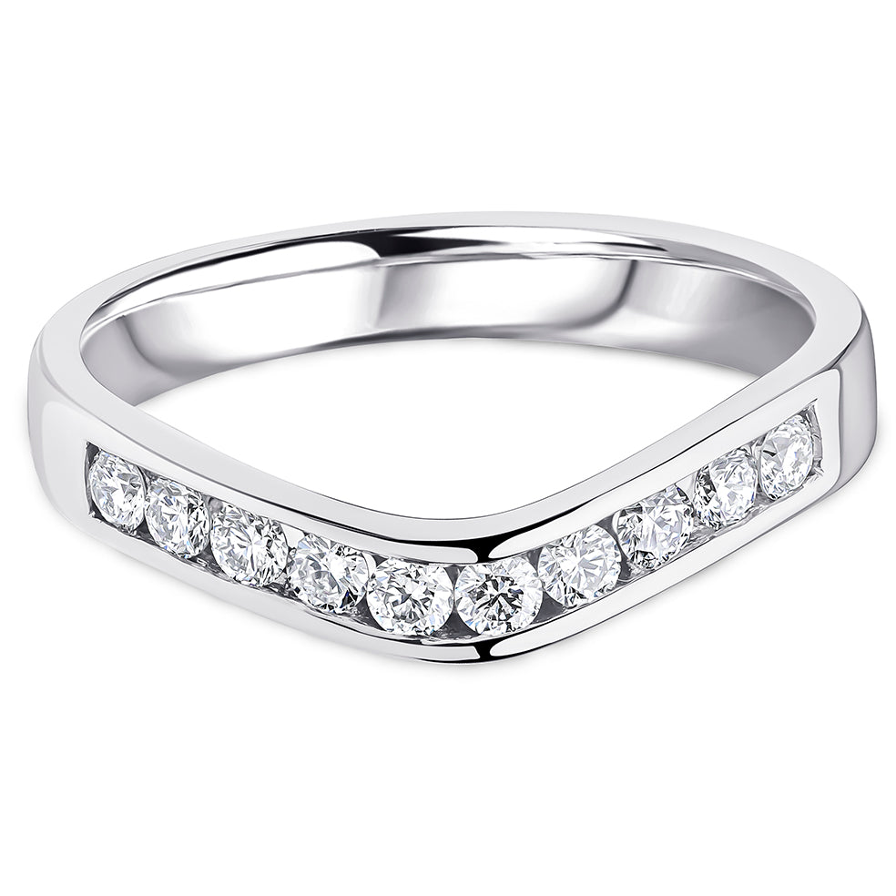 Channel Set Brilliant Cut Diamond Curved Wedding Band | 0.33ct