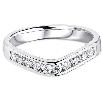 Channel Set Brilliant Cut Diamond Curved Wedding Band | 0.33ct