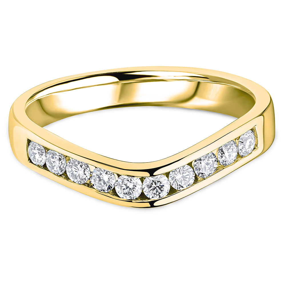 Channel Set Brilliant Cut Diamond Curved Wedding Band | 0.33ct