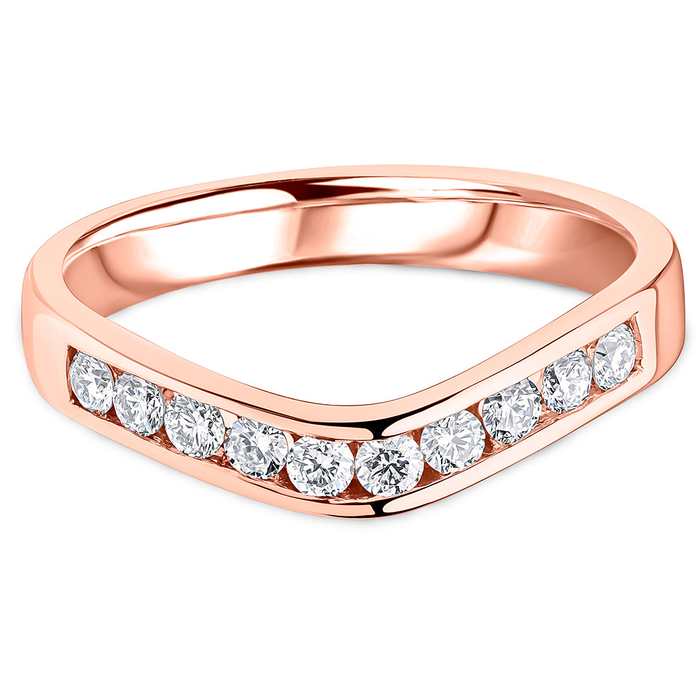 Channel Set Brilliant Cut Diamond Curved Wedding Band | 0.33ct