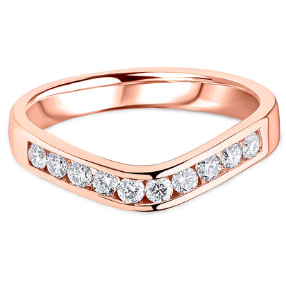 Channel Set Brilliant Cut Diamond Curved Wedding Band | 0.33ct