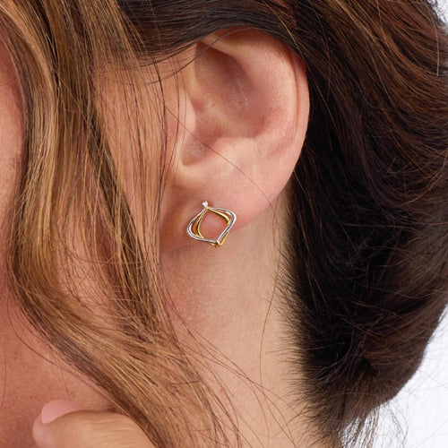 Kit Heath Alicia Golden Petite Stud Earrings in Silver with Gold Plate