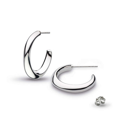 Kit Heath Bevel Cirque Midi Hoop Earrings in Silver