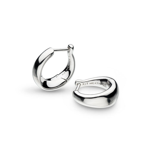 Kit Heath Bevel Cirque Small Huggie Hoop Earrings in Silver