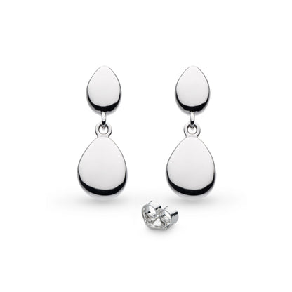 Kit Heath Pebble Twin Droplet Drop Earrings in Silver