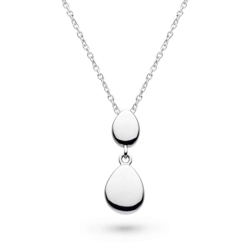 Kit Heath Pebbles Twin Droplet Necklace in Silver