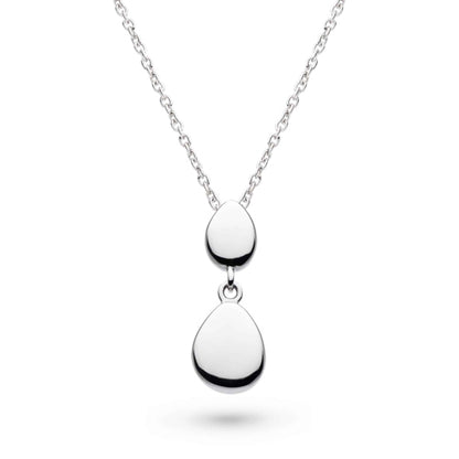Kit Heath Pebbles Twin Droplet Necklace in Silver