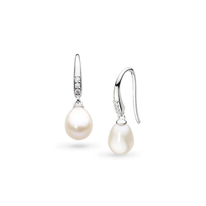 Kit Heath Revival Classic Pearl Glitz Drop Earrings in Silver
