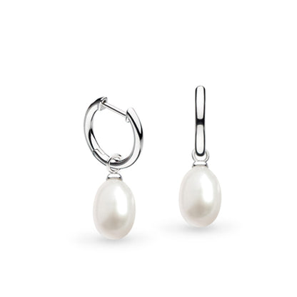 Kit Heath Revival Classic Pearl Hoop Earrings in Silver