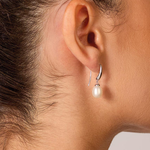 Kit Heath Revival Classic Pearl Drop Earrings in Silver