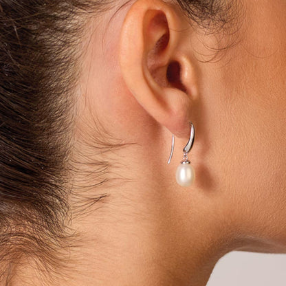 Kit Heath Revival Classic Pearl Drop Earrings in Silver