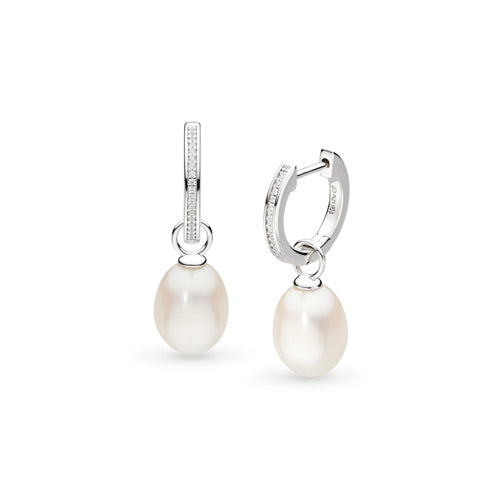 Kit Heath Revival Classic Pearl Glitz Hoop Earrings in Silver