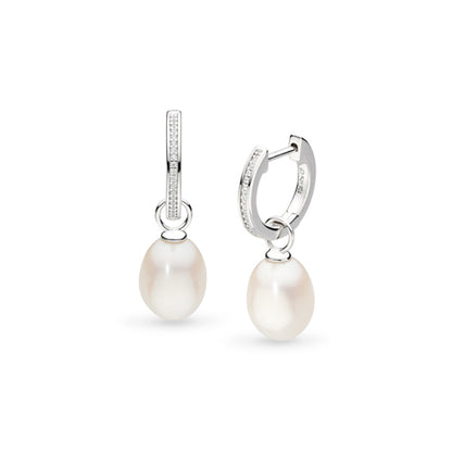 Kit Heath Revival Classic Pearl Glitz Hoop Earrings in Silver