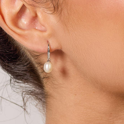 Kit Heath Revival Classic Pearl Glitz Drop Earrings in Silver