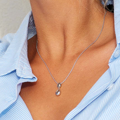 Kit Heath Pebbles Twin Droplet Necklace in Silver