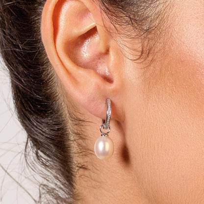 Kit Heath Revival Classic Pearl Glitz Hoop Earrings in Silver