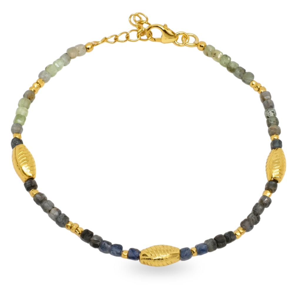 Sapphire Bead Bracelet with Gold Vermeil Details