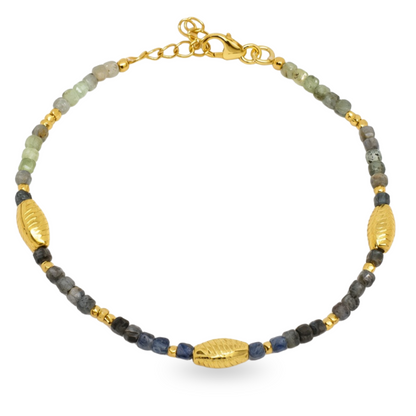 Sapphire Bead Bracelet with Gold Vermeil Details
