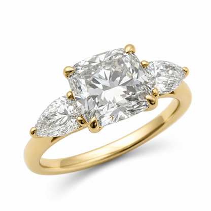 Laboratory Grown Diamond Three Stone Ring in 18ct Yellow Gold, 2.80ct