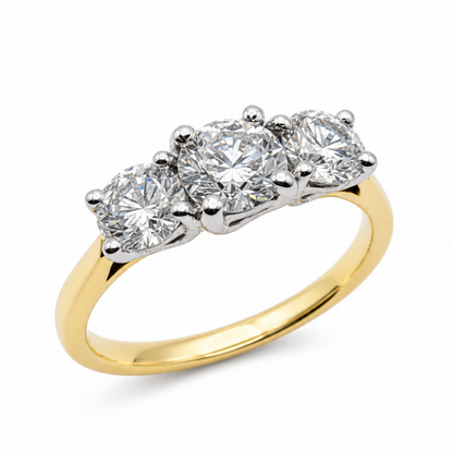 Laboratory Grown Diamond Three Stone Ring in 18ct Yellow Gold, 1.35ct