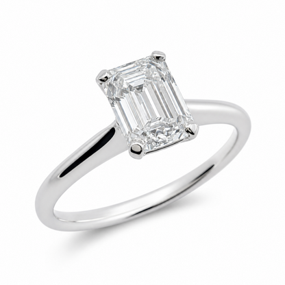 Laboratory Grown Emerald Cut Diamond Solitaire Ring in Platinum, 1.09ct