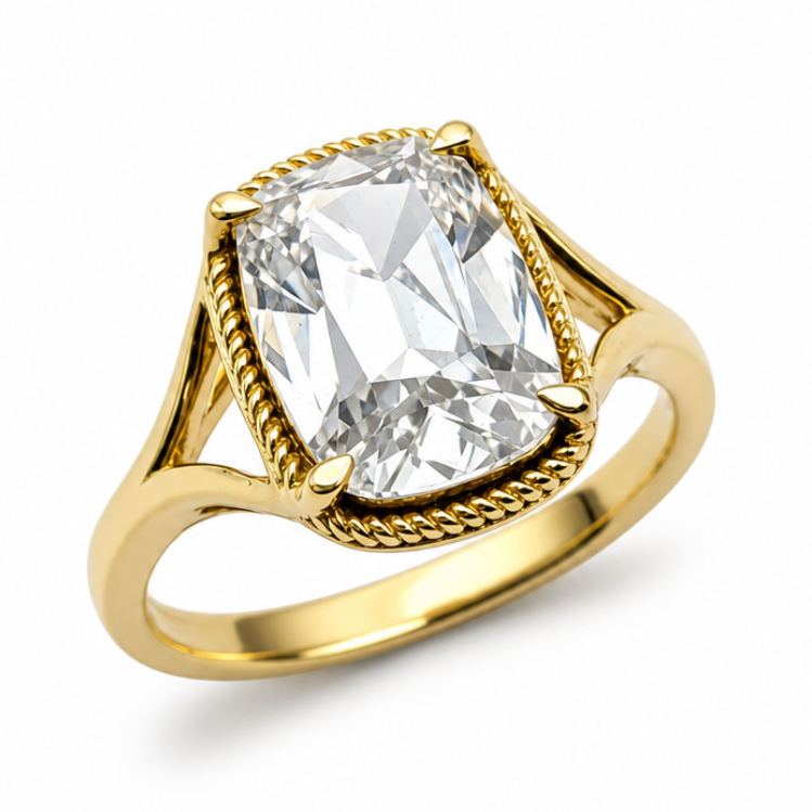 Laboratory Grown Old European Cut Diamond Solitaire Ring in 18ct Yellow Gold, 2.09ct