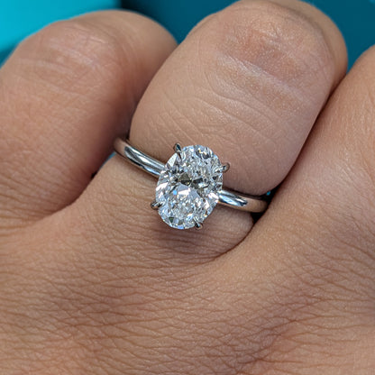 Laboratory Grown Oval Diamond Solitaire Ring in Platinum, 1.73ct