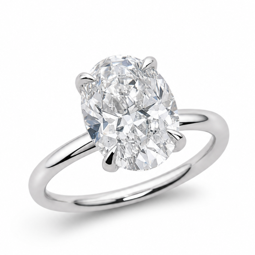 Laboratory Grown Oval Diamond Solitaire Ring in Platinum, 1.73ct