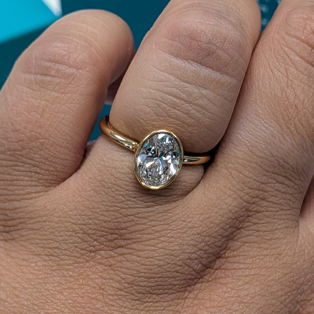 Laboratory Grown Oval Diamond Solitaire Engagement Ring in 18ct Yellow Gold, 1.52ct