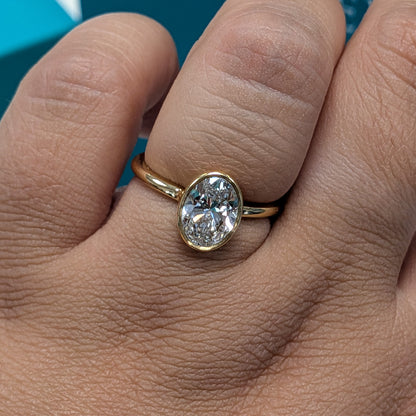 Laboratory Grown Oval Diamond Solitaire Engagement Ring in 18ct Yellow Gold, 1.52ct