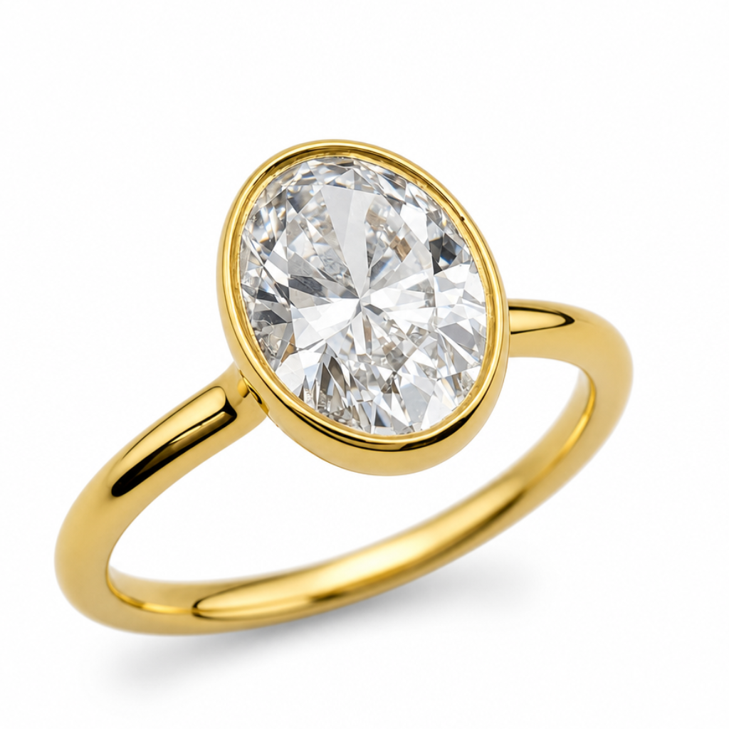 Laboratory Grown Oval Diamond Solitaire Engagement Ring in 18ct Yellow Gold, 1.52ct