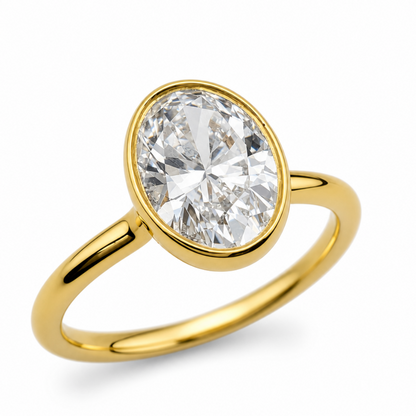 Laboratory Grown Oval Diamond Solitaire Engagement Ring in 18ct Yellow Gold, 1.52ct