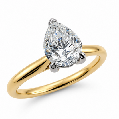 Laboratory Grown Pear Cut Diamond Solitaire Ring in 18ct Yellow Gold, 1.04ct