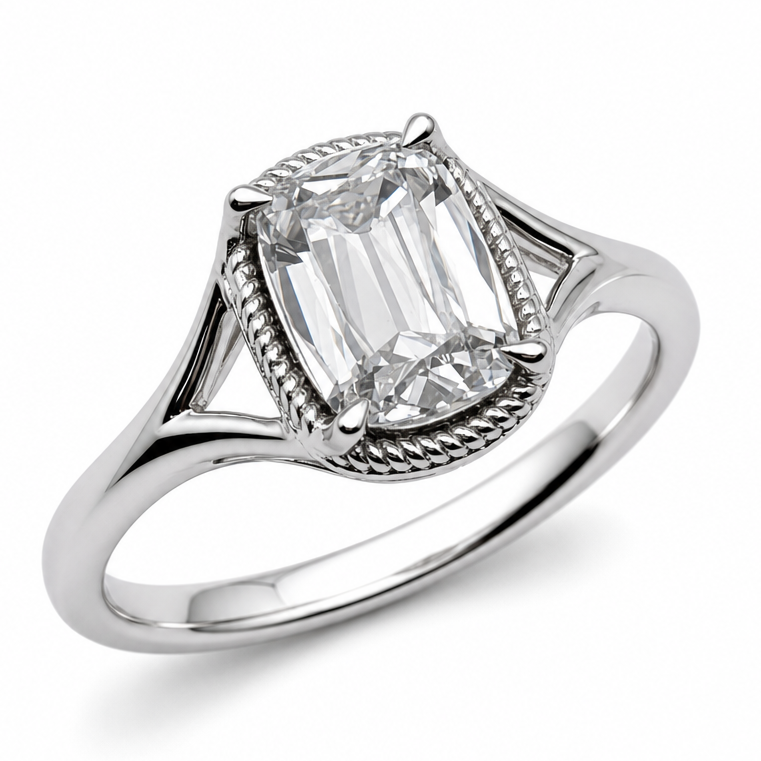 Laboratory Grown Old European Style Diamond Solitaire Engagement Ring in Platinum, 1.09ct