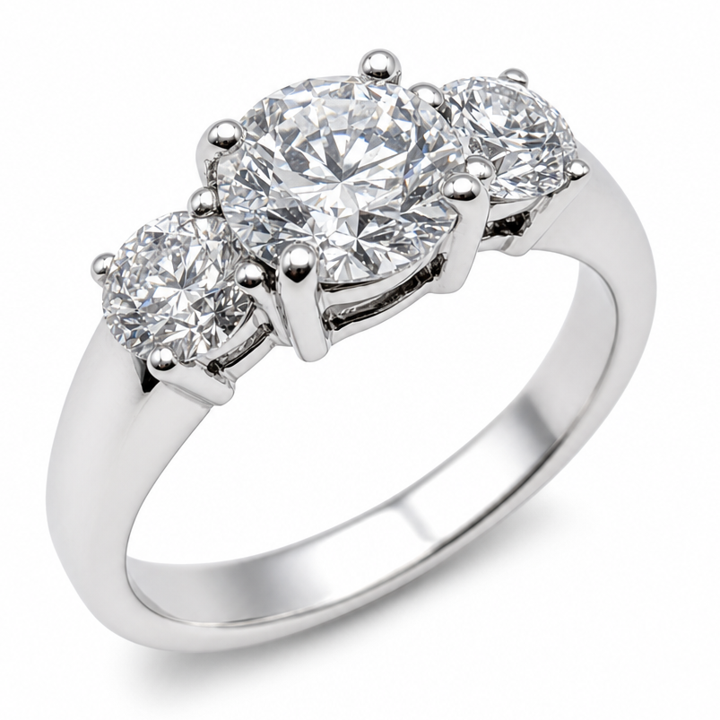 Laboratory Grown Diamond Three Stone Engagement Ring in Platinum, 1.61ct