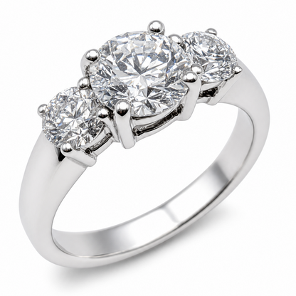 Laboratory Grown Diamond Three Stone Engagement Ring in Platinum, 1.61ct