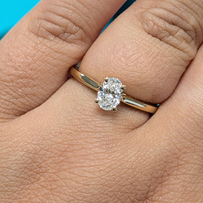 Laboratory Grown Oval Cut Diamond Solitaire Engagement Ring in 9ct Yellow Gold, 0.51ct