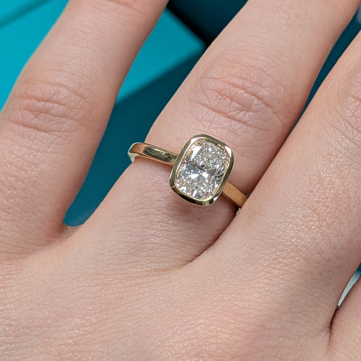 Laboratory Grown Long Cushion Cut Diamond Solitaire Engagement Ring in 9ct Yellow Gold, 1.50ct