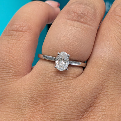 Laboratory Grown Oval Diamond Solitaire Engagement Ring in 9ct White Gold, 0.70ct