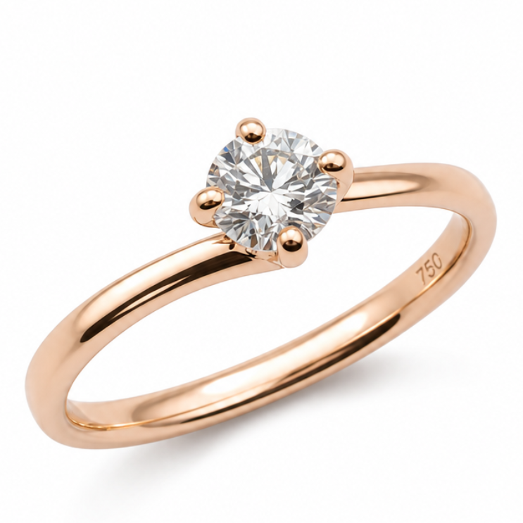 Laboratory Grown Brilliant Cut Diamond Solitaire Engagement Ring in 9ct Rose Gold, 0.34ct