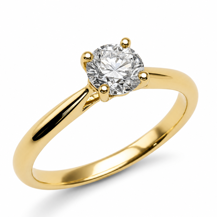 Laboratory Grown Brilliant Cut Diamond Solitaire Engagement Ring in 9ct Yellow Gold, 0.50ct