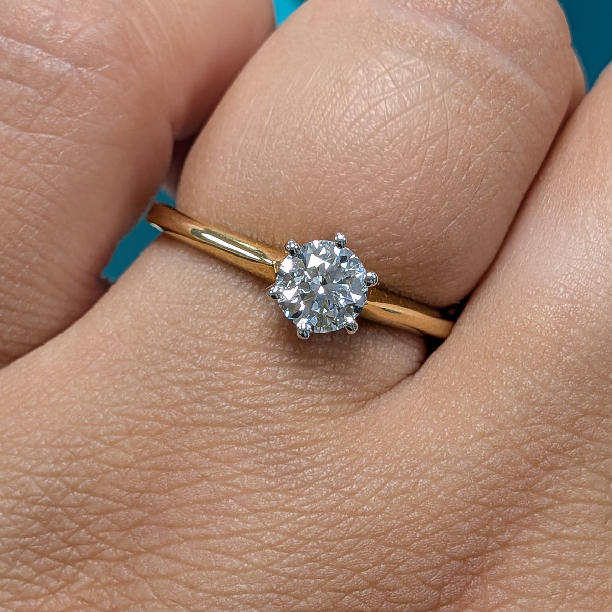Laboratory Grown Brilliant Cut Diamond Solitaire Engagement Ring in 18ct Yellow Gold &amp; Platinum, 0.52ct