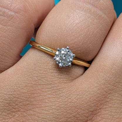 Laboratory Grown Brilliant Cut Diamond Solitaire Engagement Ring in 18ct Yellow Gold &amp; Platinum, 0.52ct